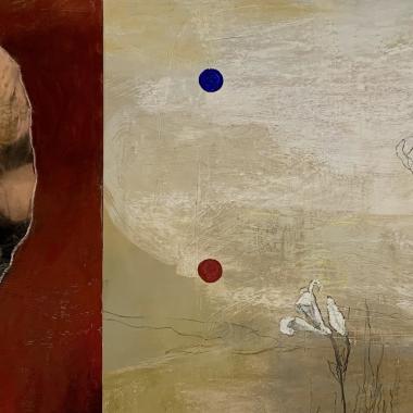 Three Meditations, pastellidiptyykki, pastel, 50 x 120 cm, SOLD  