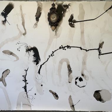 Layers of Oblivion I, seepia-ink akvarellipaperille, sepia-ink on paper, 102 x 153 cm