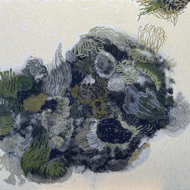 Jäkälän synty, pastelli kartongillke, pastel on paper, 50 x 70 cm